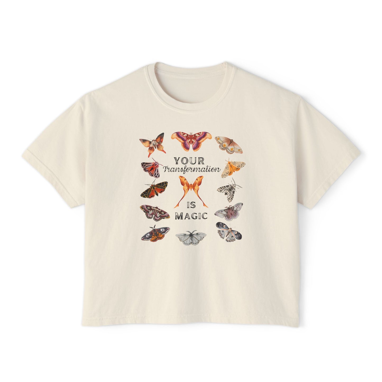 Your Transformation is Magic, Moth Crop Top, Comfort Colors, Women's Boxy Tee, Best selling shirt, Cottage Core Clothes