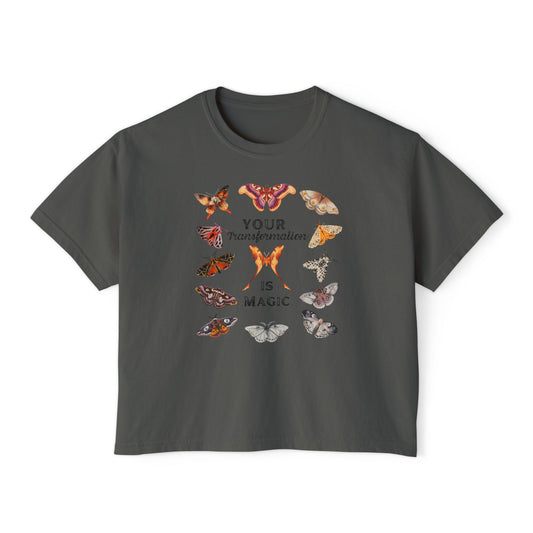 Your Transformation is Magic, Moth Crop Top, Comfort Colors, Women's Boxy Tee, Best selling shirt, Cottage Core Clothes