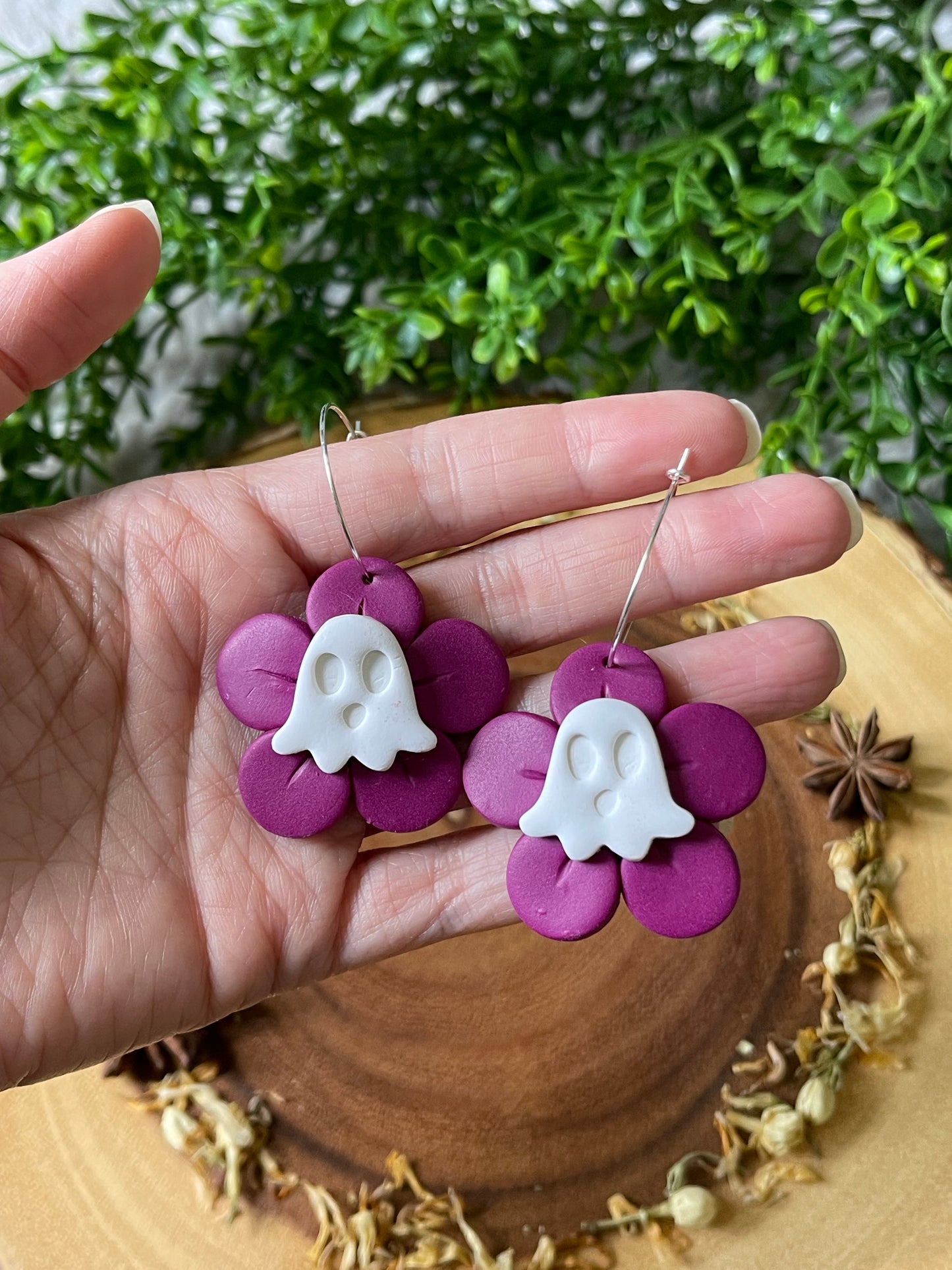 Ghostie Flower Hoop Earrings
