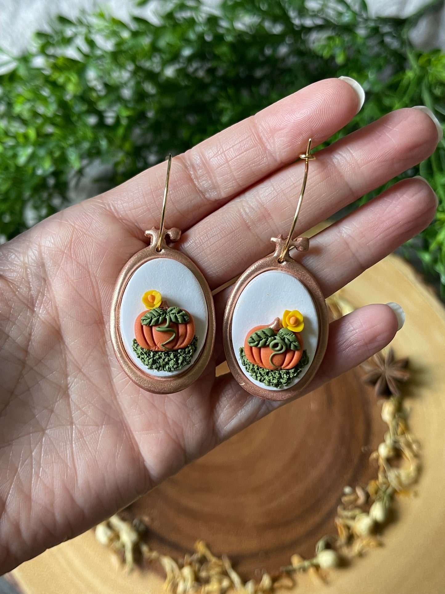 Pumpkin Embroidery Hoop Earrings