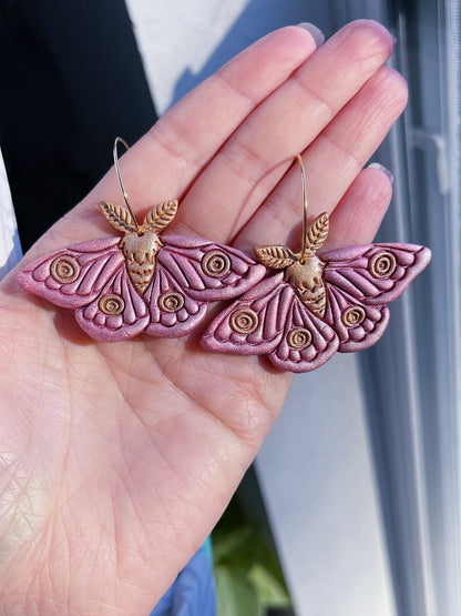 Rosy Maple Moth Earrings