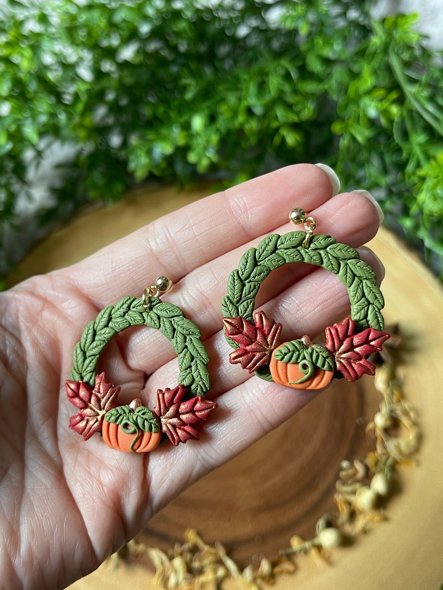 Autumn Wreath Ball Post Earrings