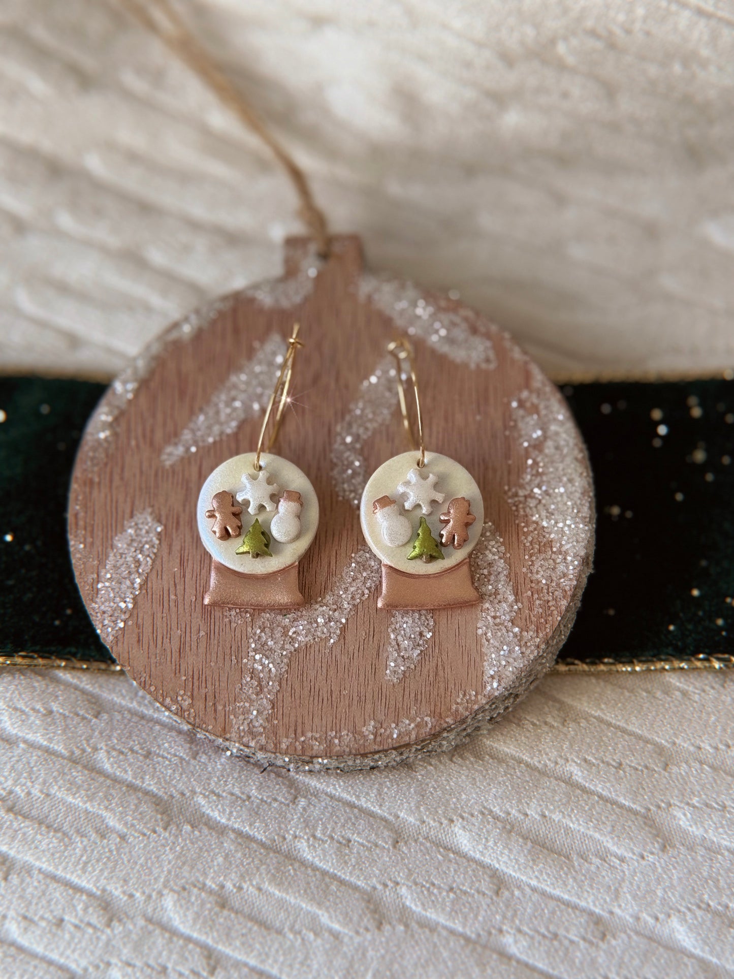 Winter Snowglobe Huggie Earrings