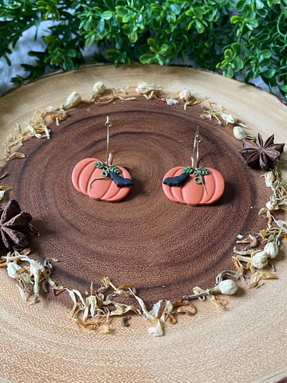 Batty Pumpkin Hoop Earrings
