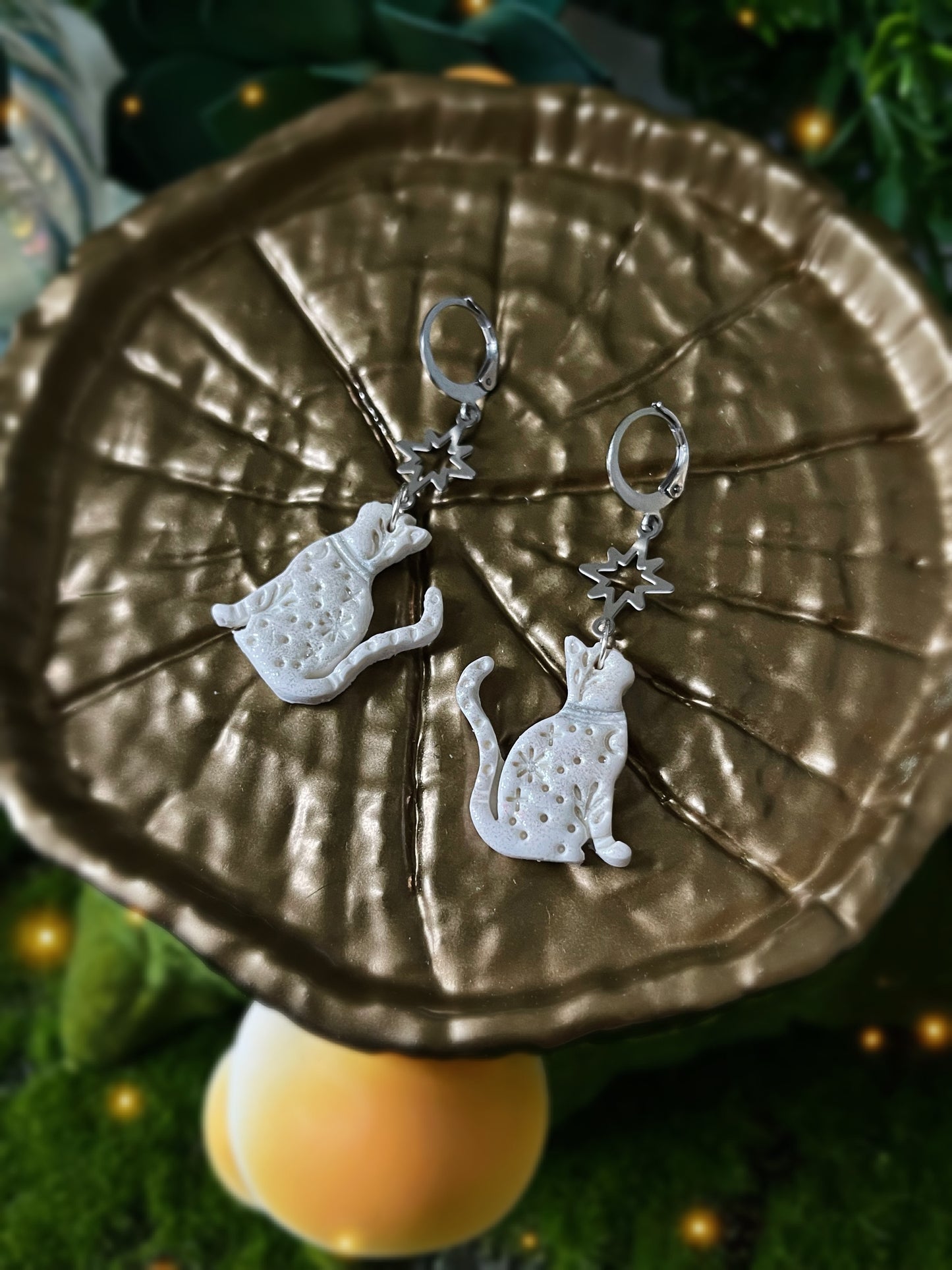 Celestial Kitty Huggie Earrings