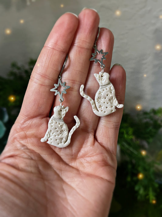 Celestial Kitty Huggie Earrings