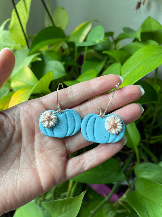 Turquoise Pumpkin Hoop Earrings