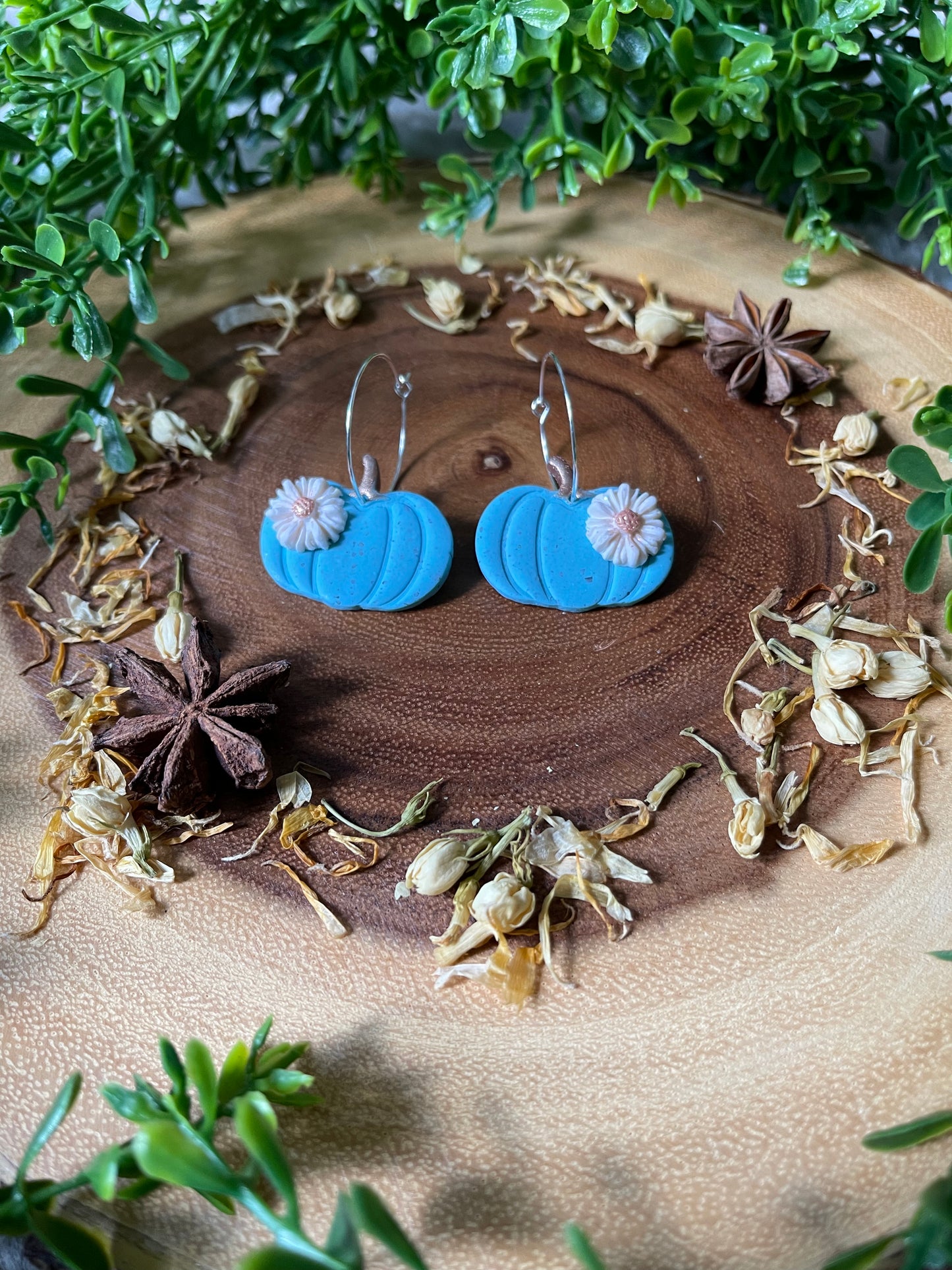 Turquoise Pumpkin Hoop Earrings