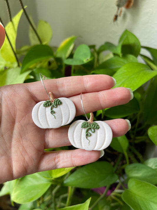 White Pumpkin Hoop Earrings