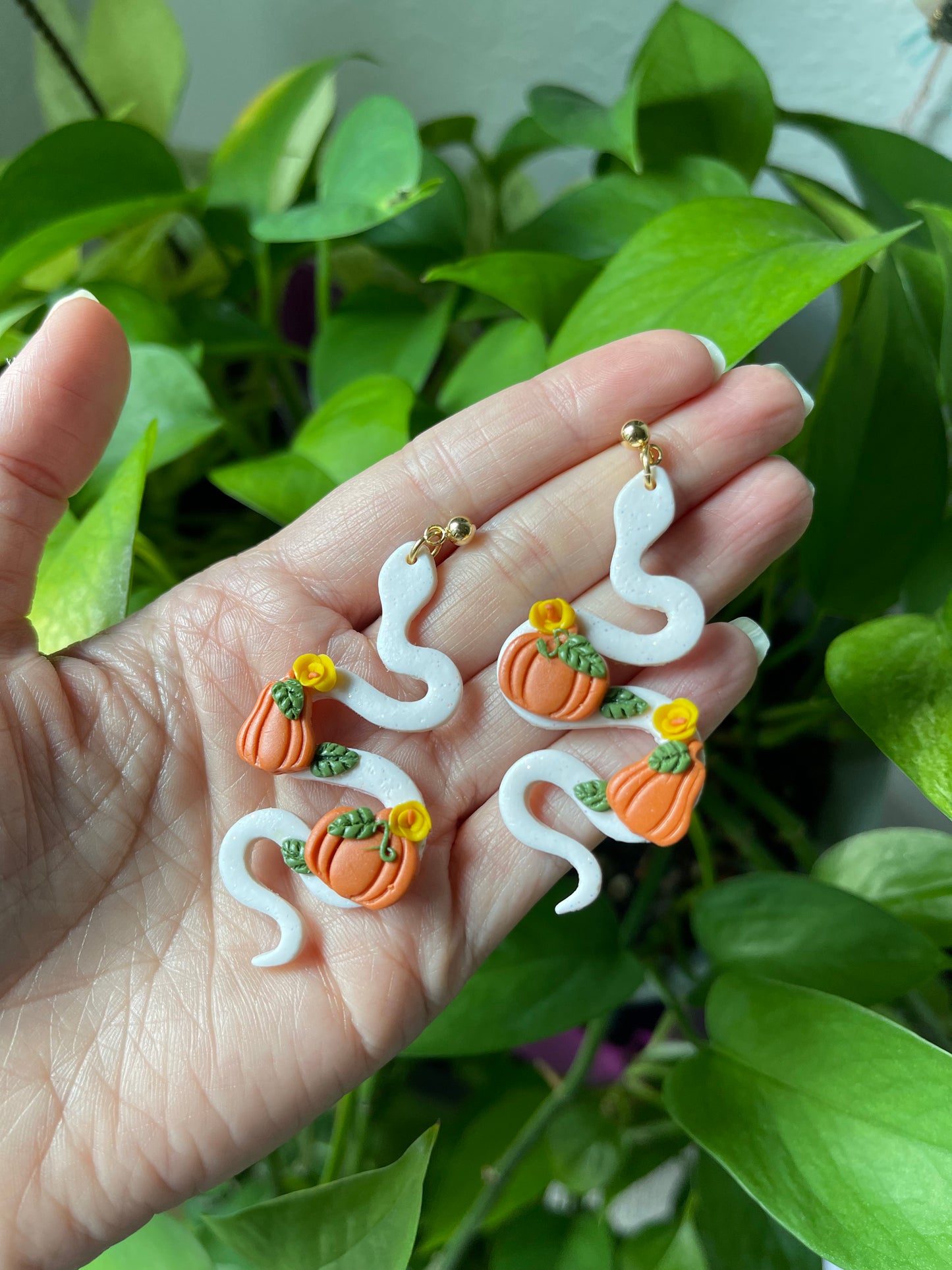 Pumpkin Snake Dangle Earrings