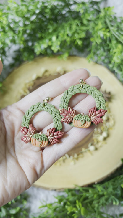 Autumn Wreath Ball Post Earrings
