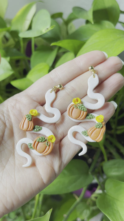 Pumpkin Snake Dangle Earrings